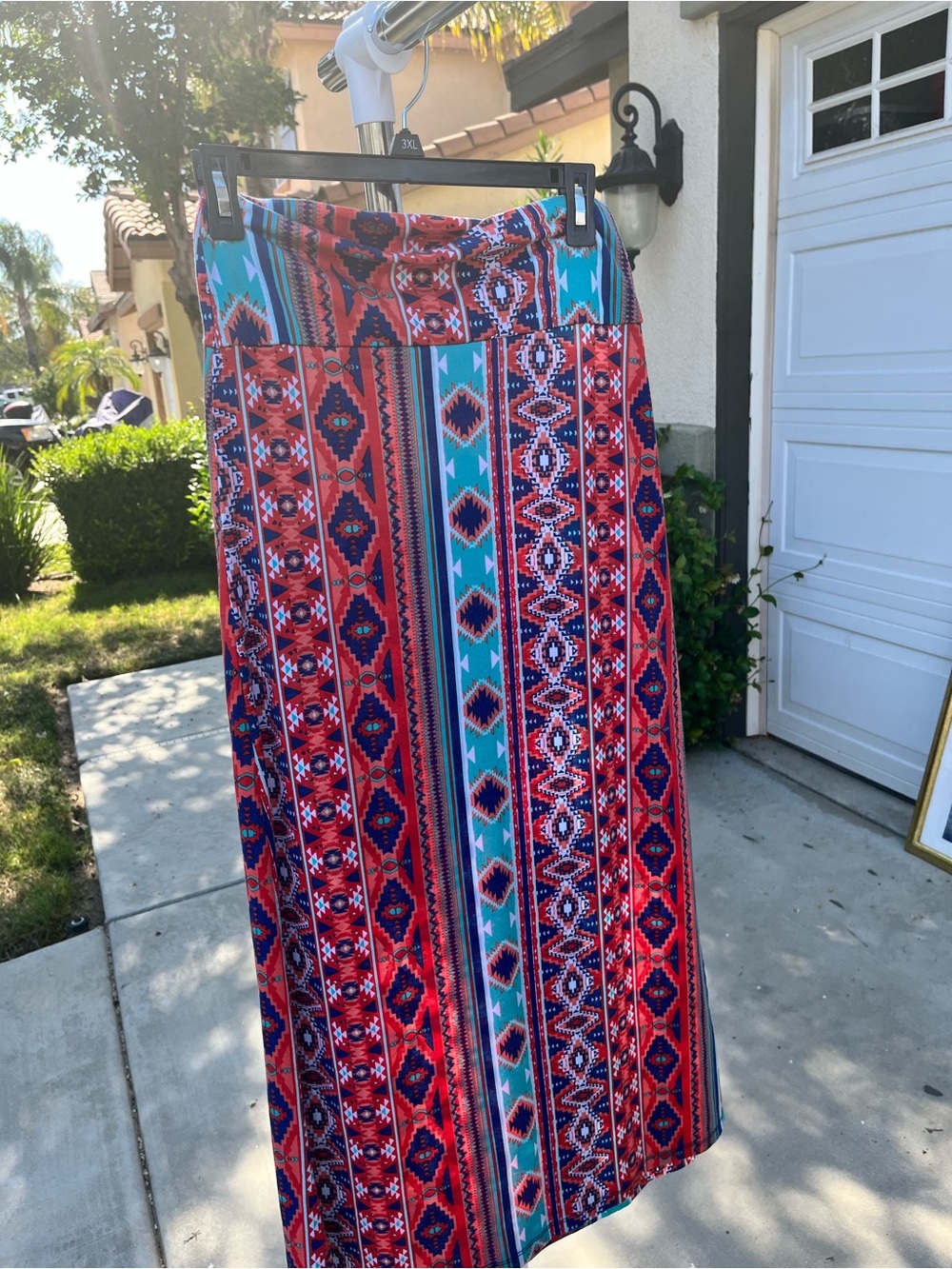 Rue21 Red & Teal Tribal Striped Maxi Skirt Size Small